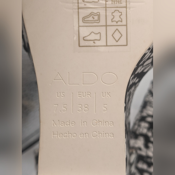 Aldo Black and White Peeptoe Mary Jane Platform Wedges Sz 7.5 - Picture 5 of 7